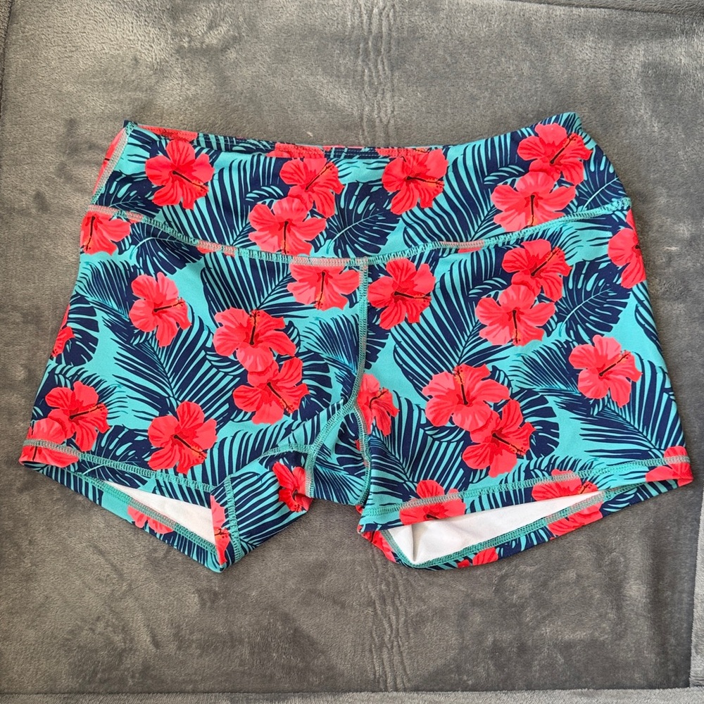 Born Primitive Double Take Red and Blue Floral Athletic Shorts